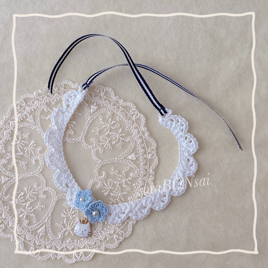 🌼ふわ首飾り🌼(white & mint blue set)