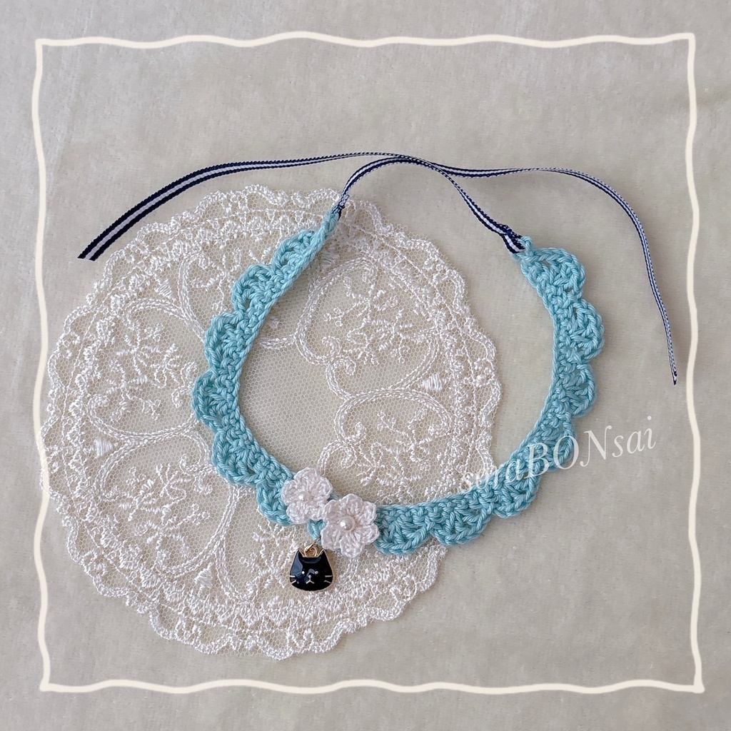 🌼ふわ首飾り🌼(white & mint blue set)