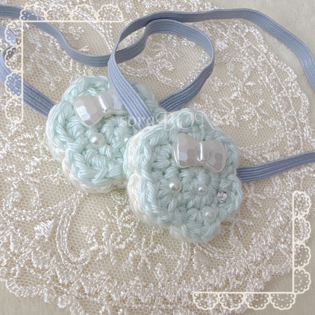 🎀ふわポシェット🎀 (mint × vanilla + whiteリボン)