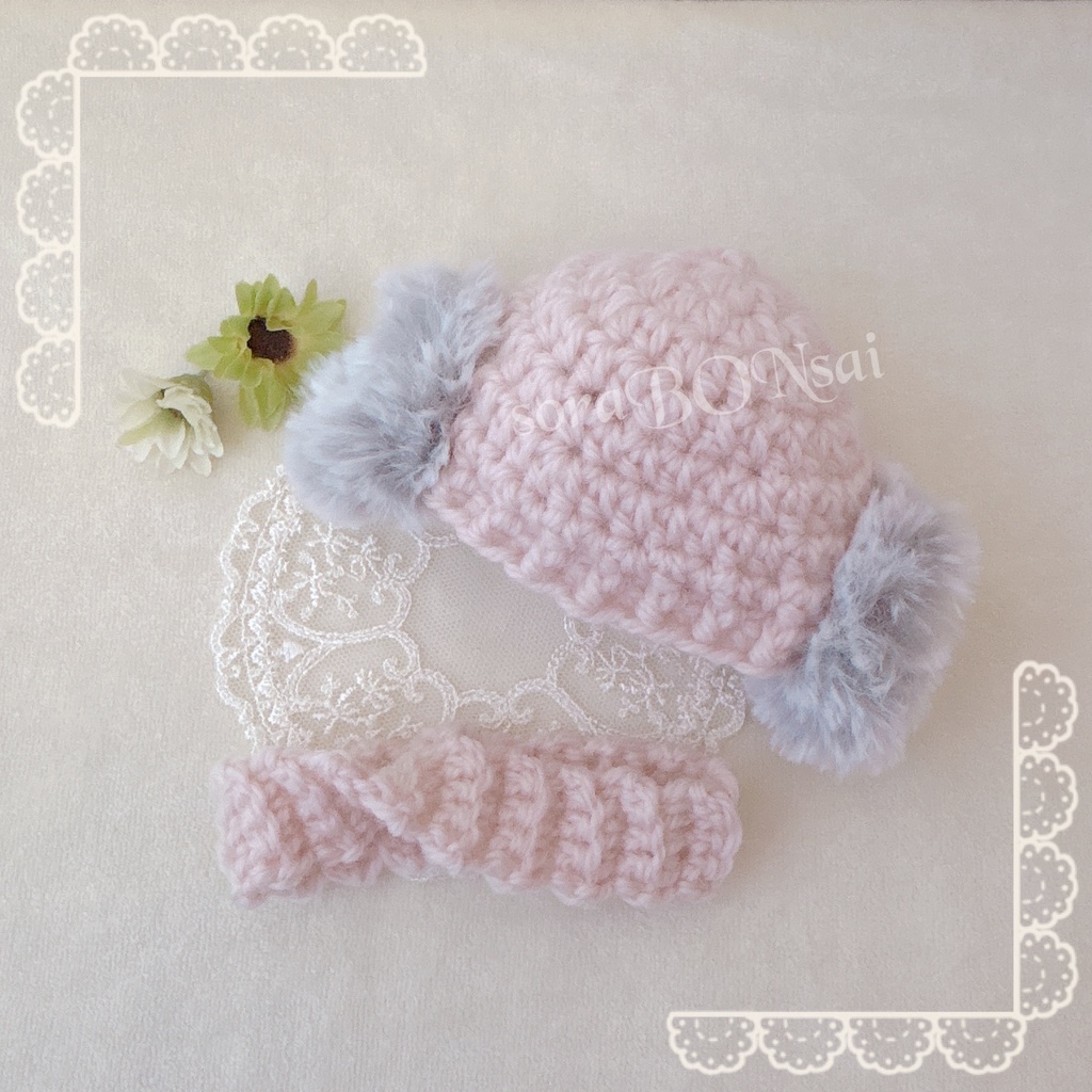 ふわニット帽&スヌード(耳当て)