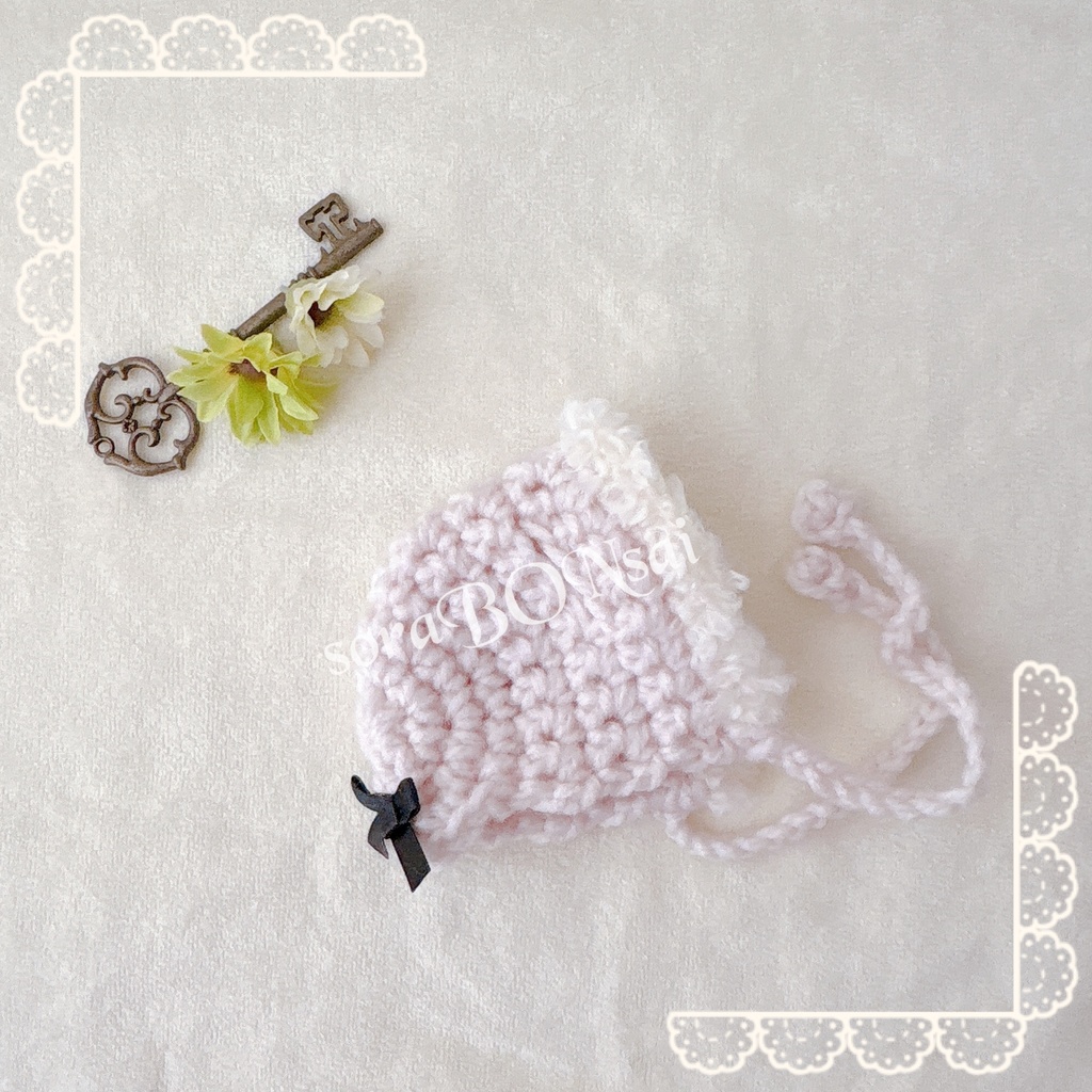 ぽかぽかちみフード🎀blue & pink beige set(ちみ耳あな)