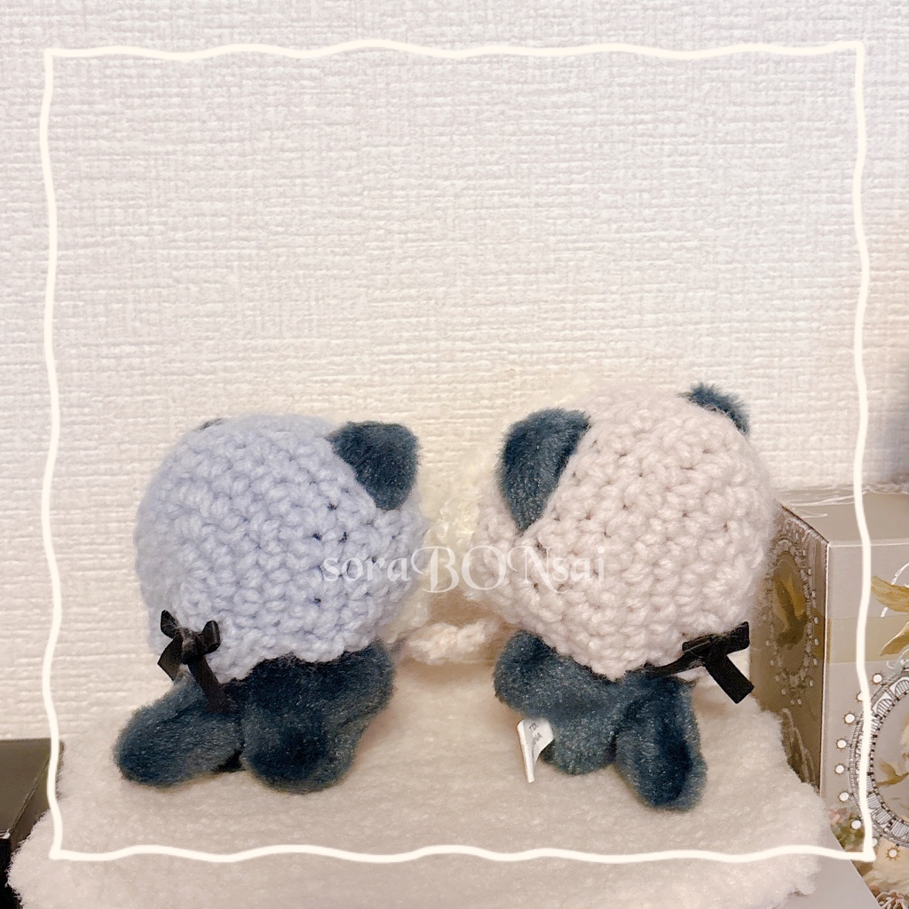 ぽかぽかちみフード🎀blue & pink beige set(ちみ耳あな)