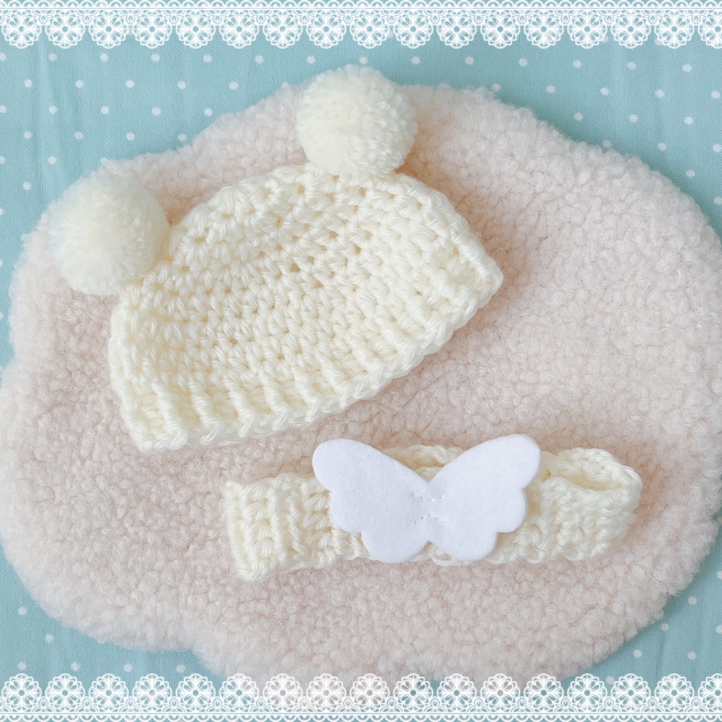 ふわのニット帽&スヌード(天使ver.) 〔vanilla &mint2色セット〕