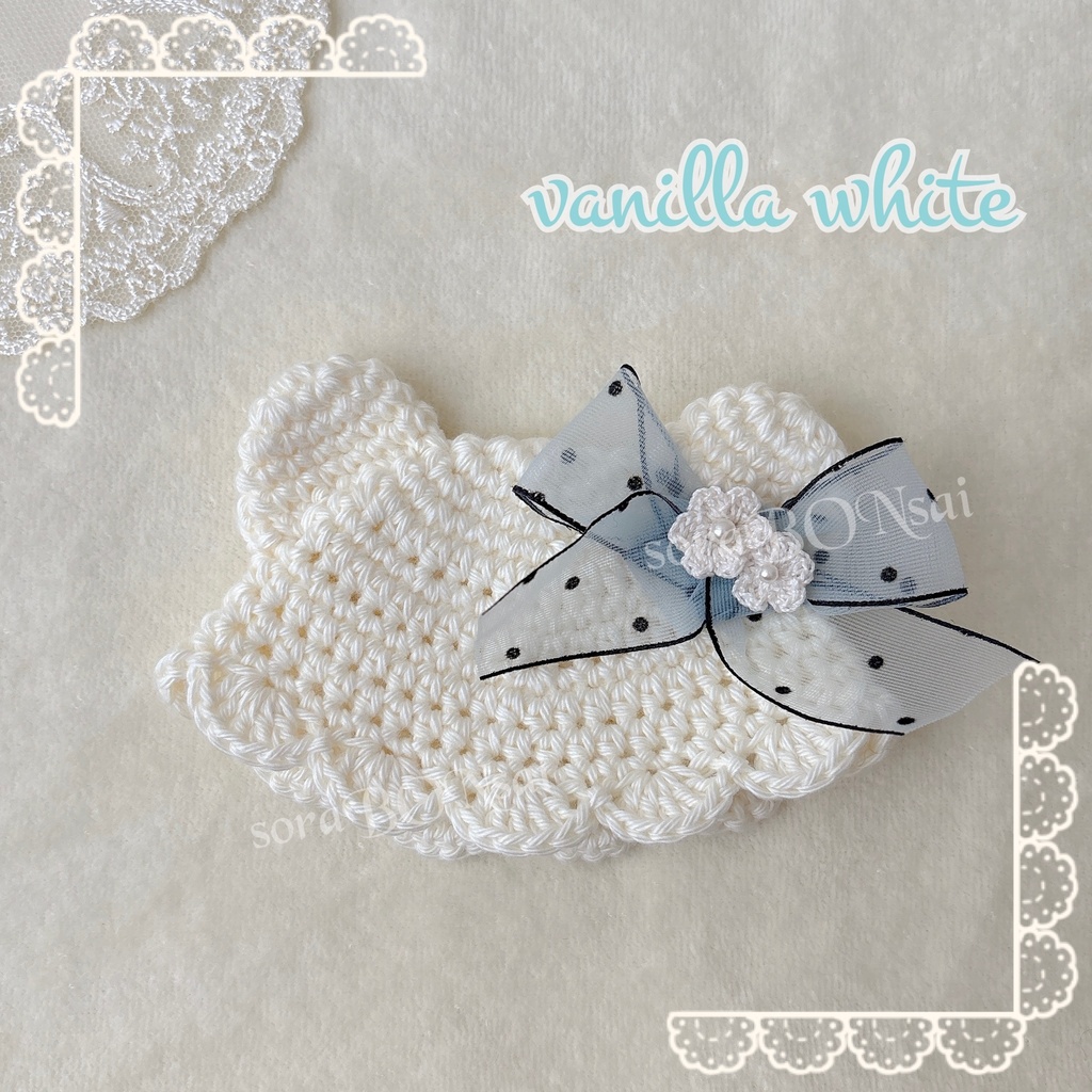 ふわ〜なくまさん帽子🐻🎀[vanilla white × baby blue🎀]