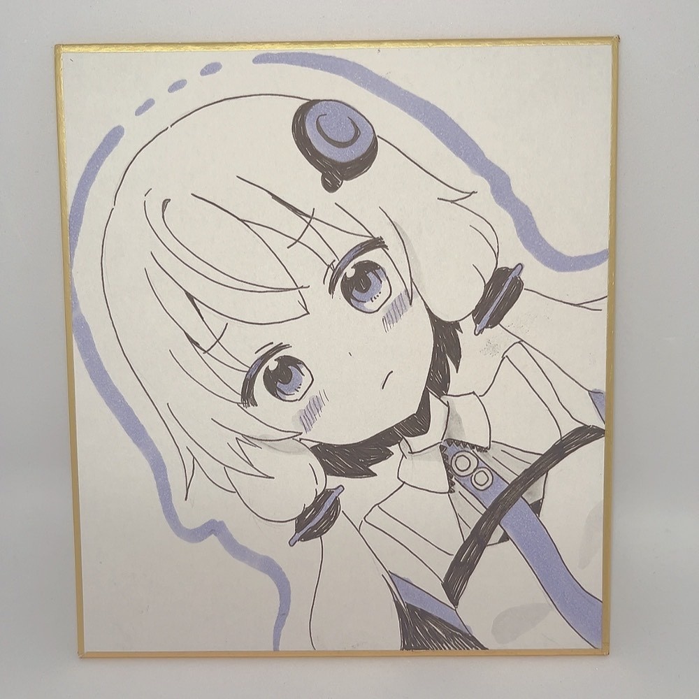 【手書き】結月ゆかり　ミニ色紙【1点もの】
