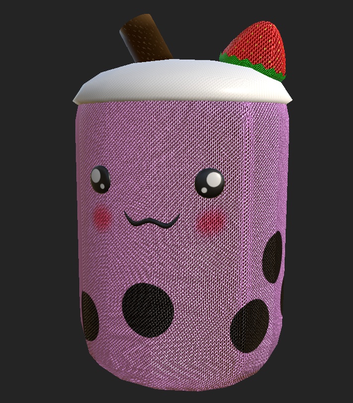 Strawberry BubbleTea Plushie VRChat PhysBones Rigged prop toy cute kawaii ぬいぐるみ おもちゃ かわいい