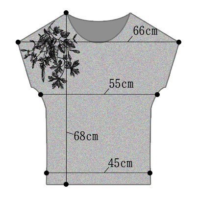 手刷り植物柄ドルマントップス/ネイビー
