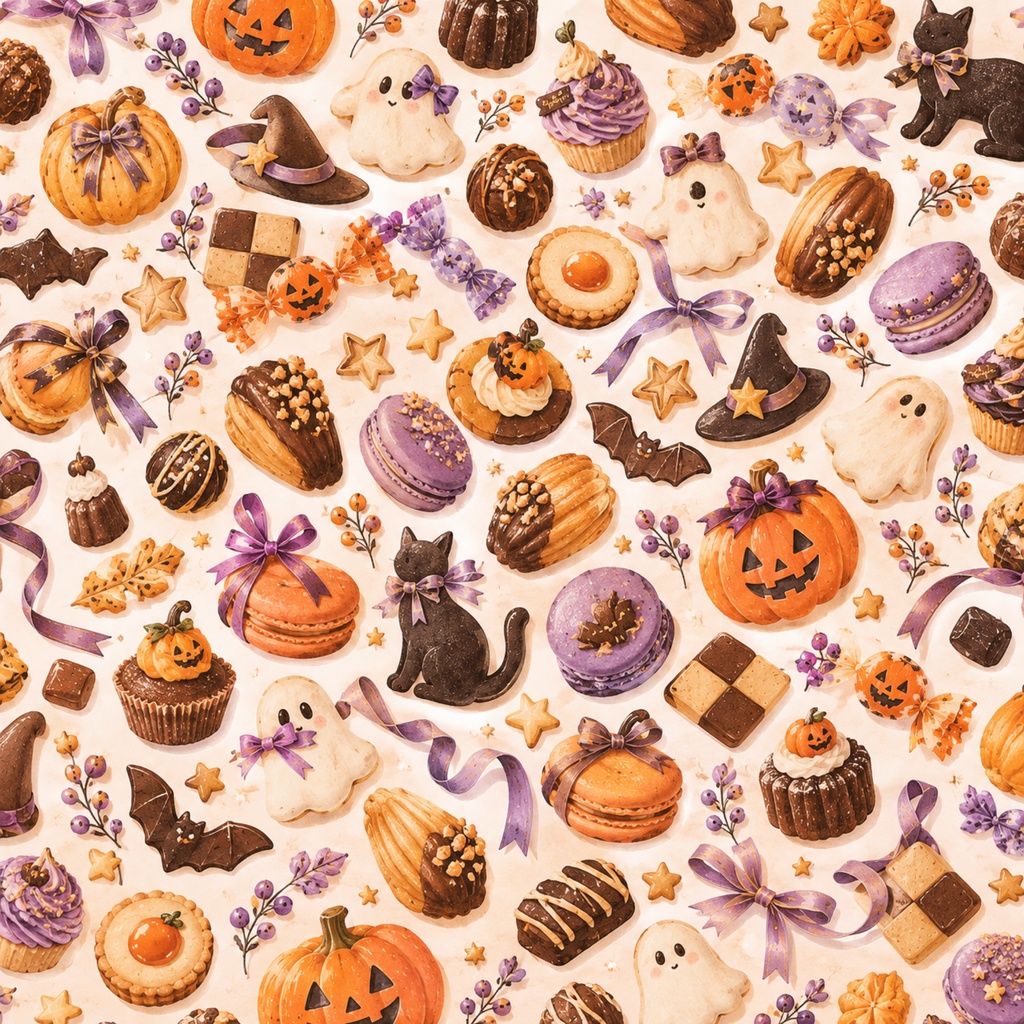 【ハロウィン】お菓子を包みたくなるデジタルペーパー 12枚セット|