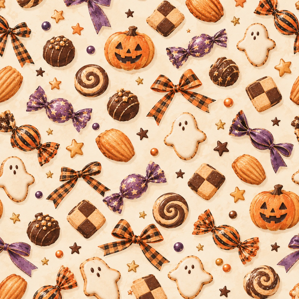 【ハロウィン】お菓子を包みたくなるデジタルペーパー 12枚セット|
