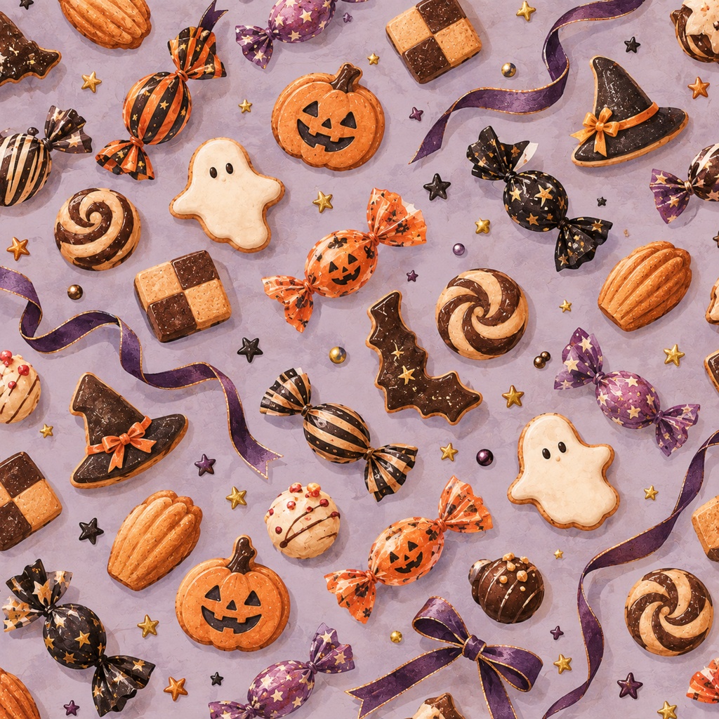 【ハロウィン】お菓子を包みたくなるデジタルペーパー 12枚セット|