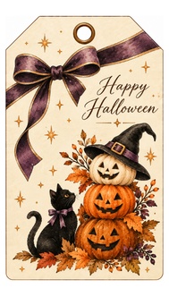ハロウィン ギフトタグ 10種類セット|印刷用データ ZIP(PNG)・PDF|お菓子ラッピング・プチギフト