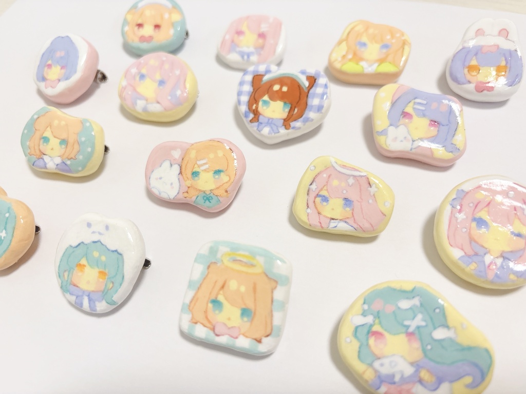 石塑粘土ブローチ