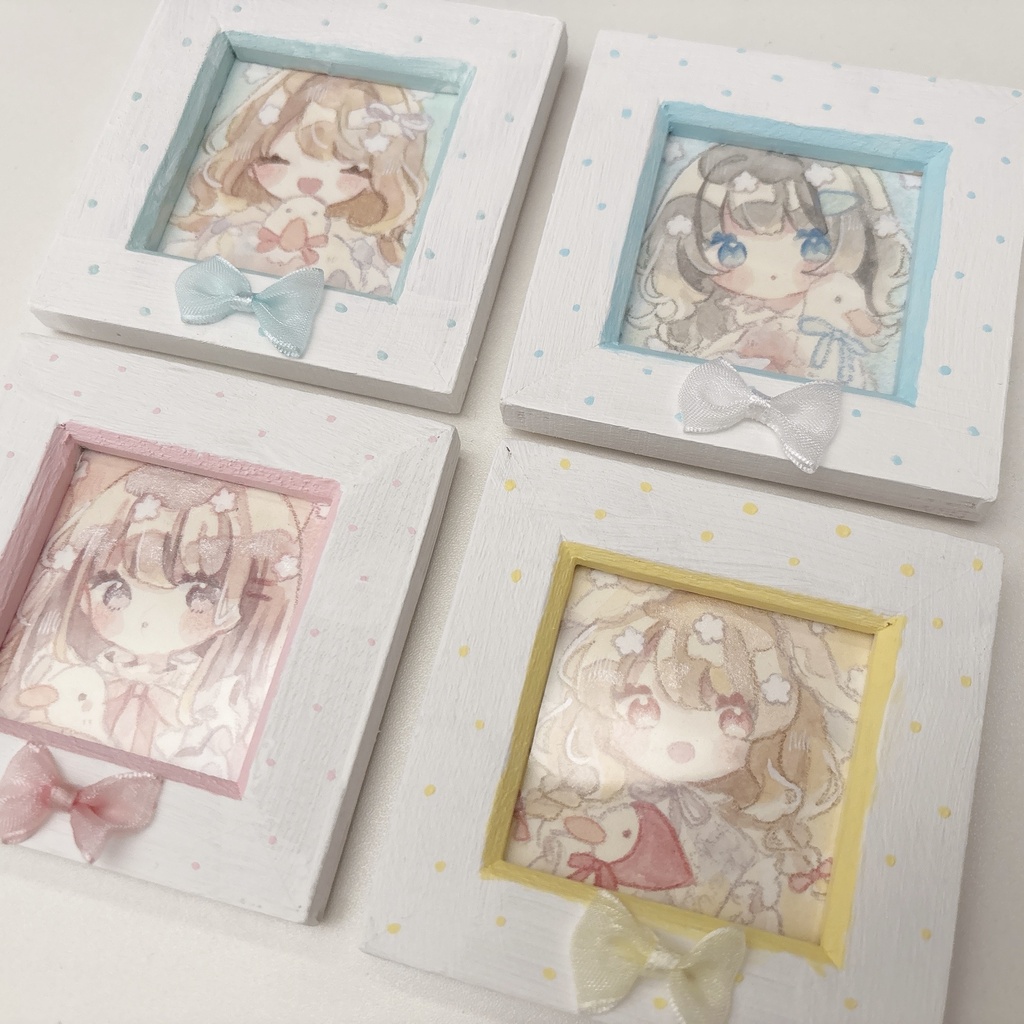 額付きミニ原画(アヒルと女の子)