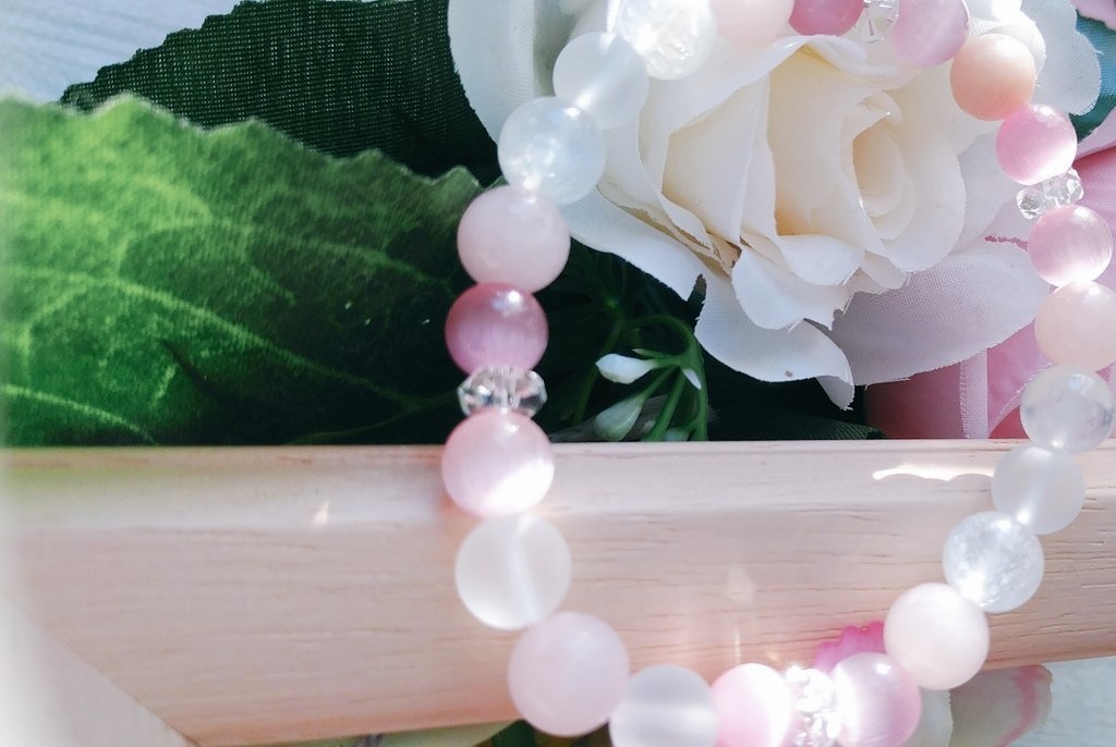 [猫目]春色ブレスレット[さくら色]