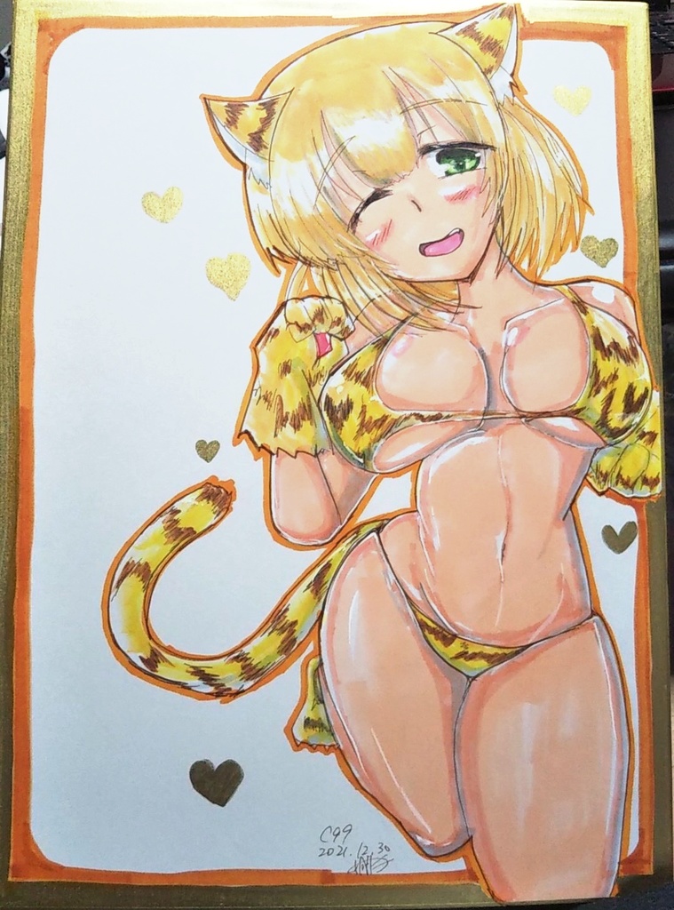 【完売】【F4サイズ色紙】千リキュウ　虎柄ビキニ