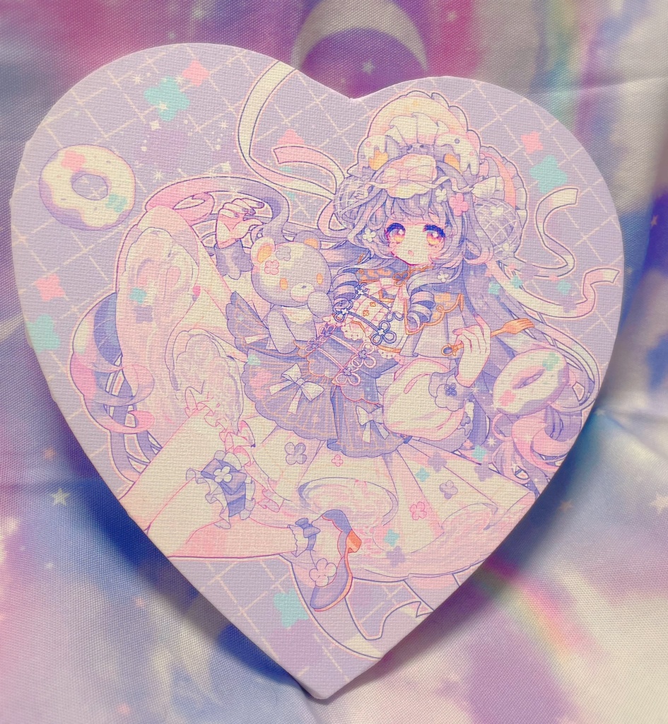 ハートキャンバスプリント💜紫の女の子