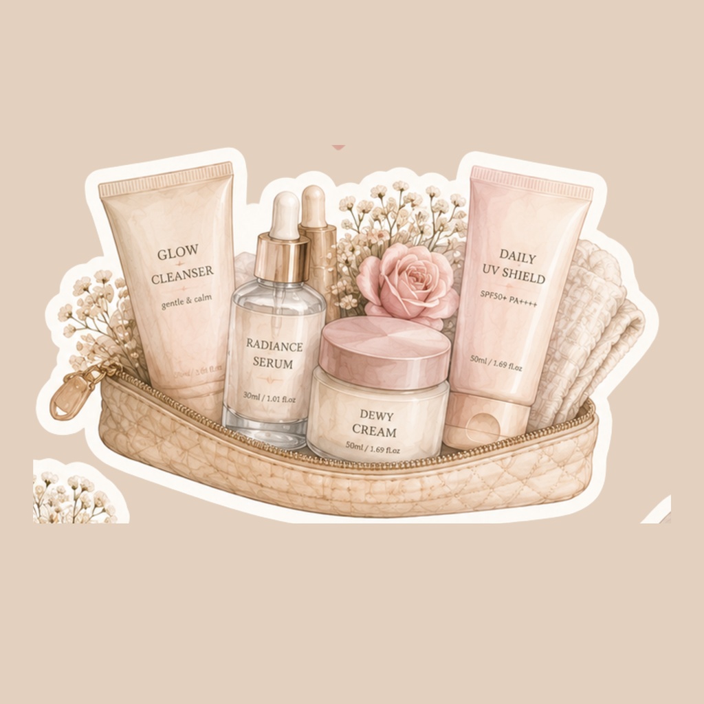 Beauty Essentials Stickers | Self Care PNG Set