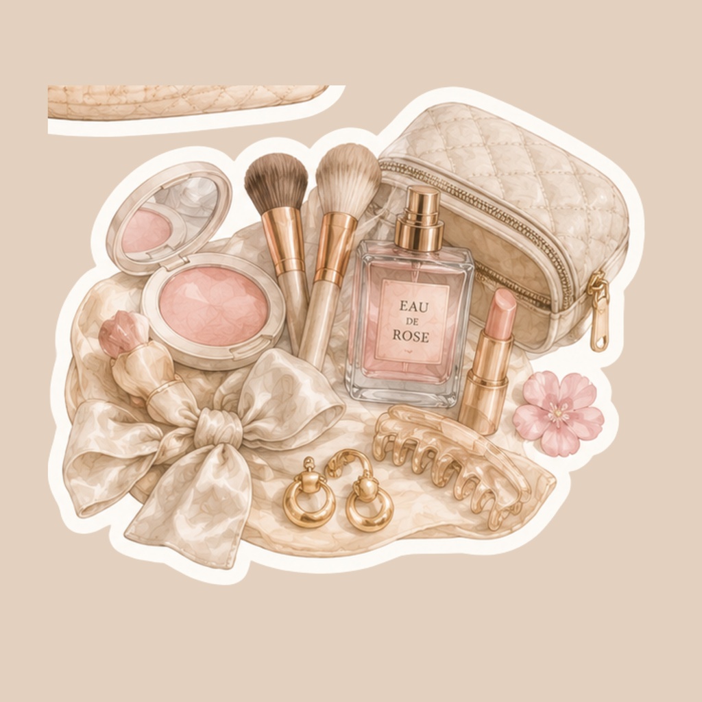 Beauty Essentials Stickers | Self Care PNG Set
