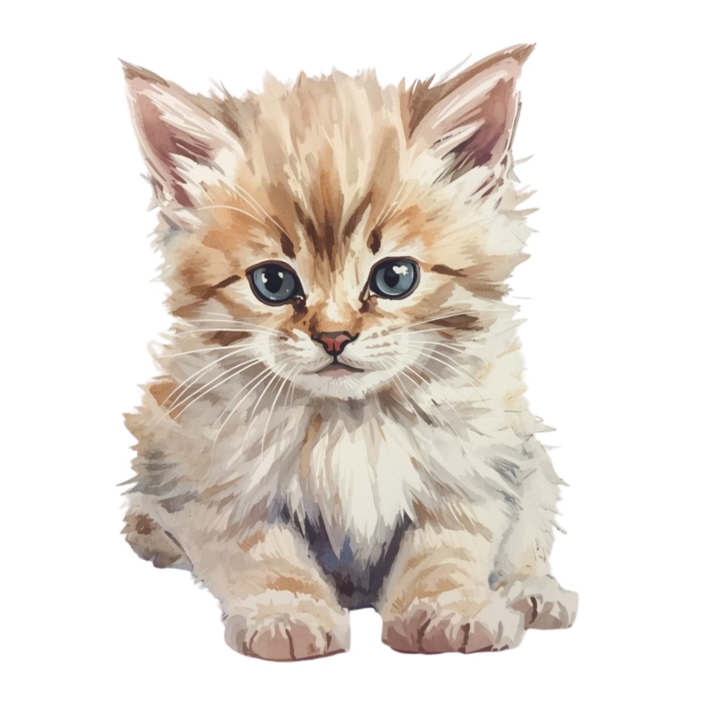 【動物シリーズ】猫の水彩アンティーク風クリップアート13点セット(png背景透過)