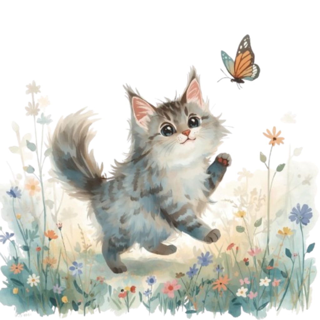 【動物シリーズ】猫の水彩アンティーク風クリップアート13点セット(png背景透過)