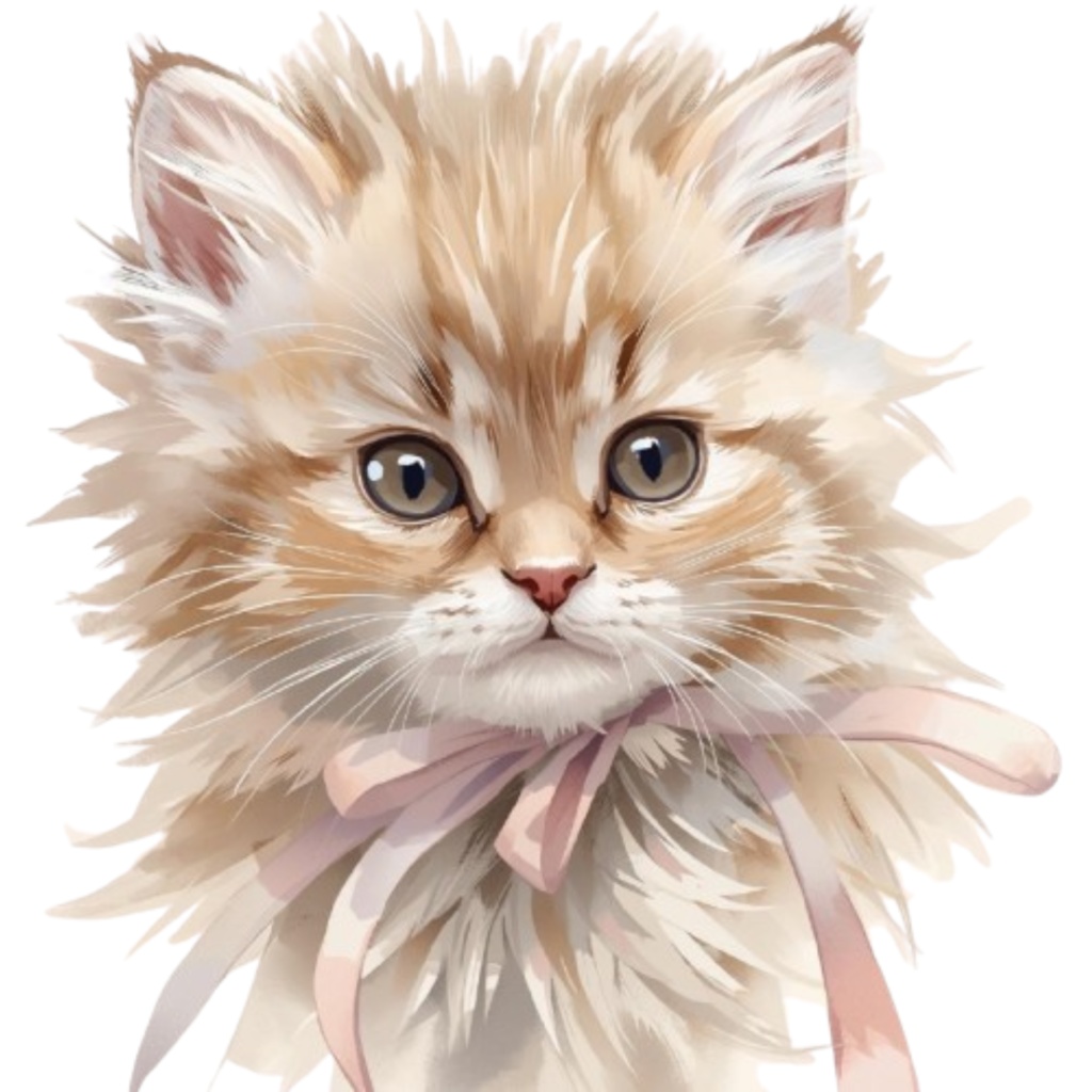 【動物シリーズ】猫の水彩アンティーク風クリップアート13点セット(png背景透過)