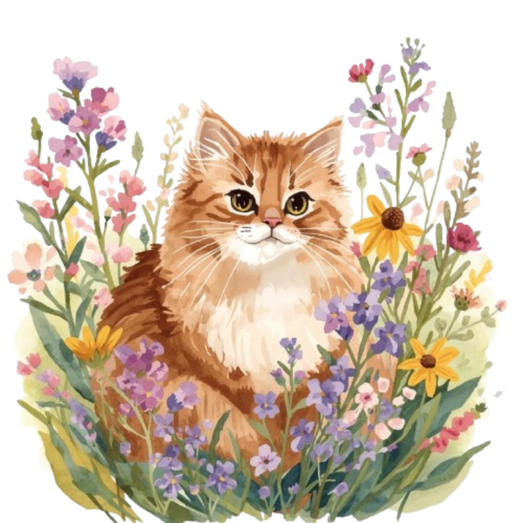 【動物シリーズ】猫の水彩アンティーク風クリップアート13点セット(png背景透過)