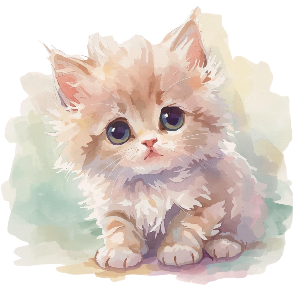 【動物シリーズ】猫の水彩アンティーク風クリップアート13点セット(png背景透過)