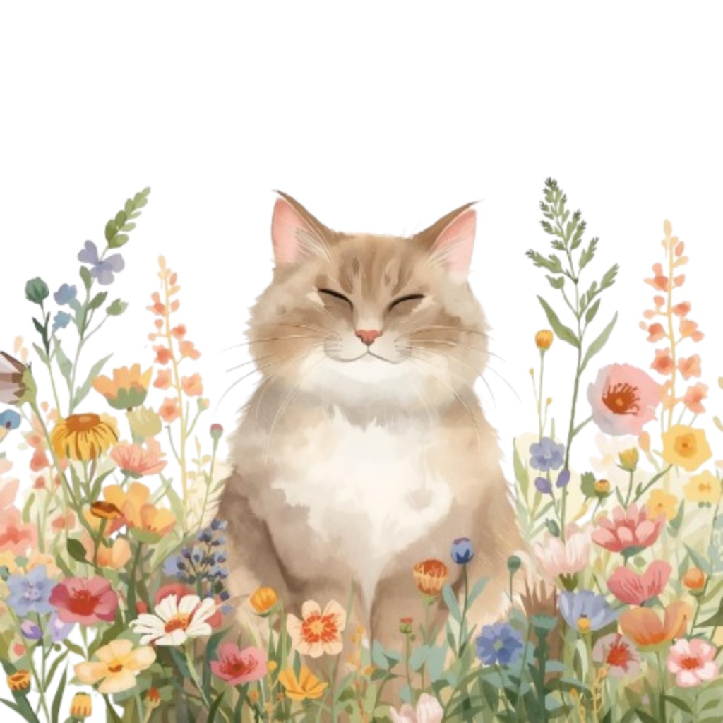 【動物シリーズ】猫の水彩アンティーク風クリップアート13点セット(png背景透過)