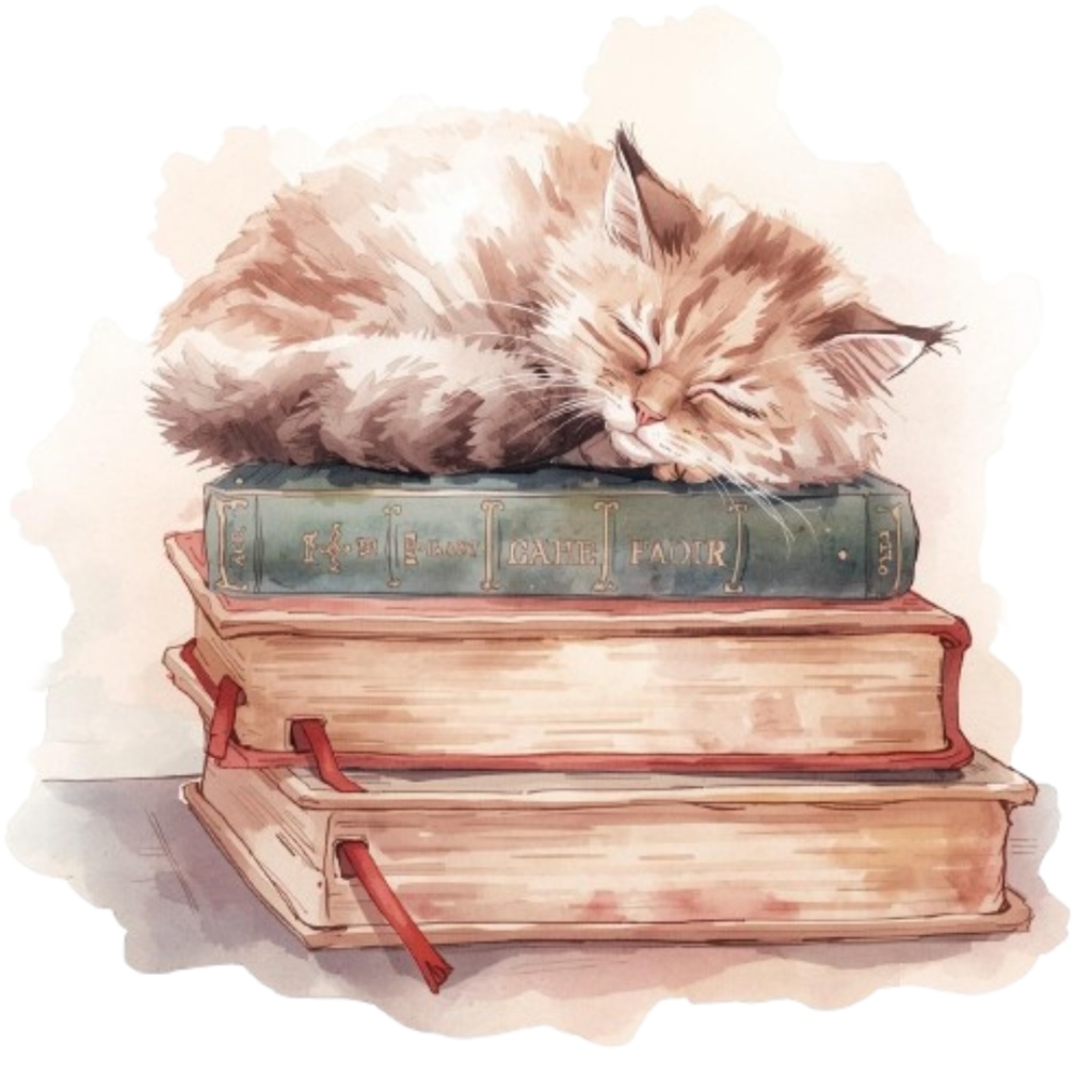 【動物シリーズ】猫の水彩アンティーク風クリップアート13点セット(png背景透過)