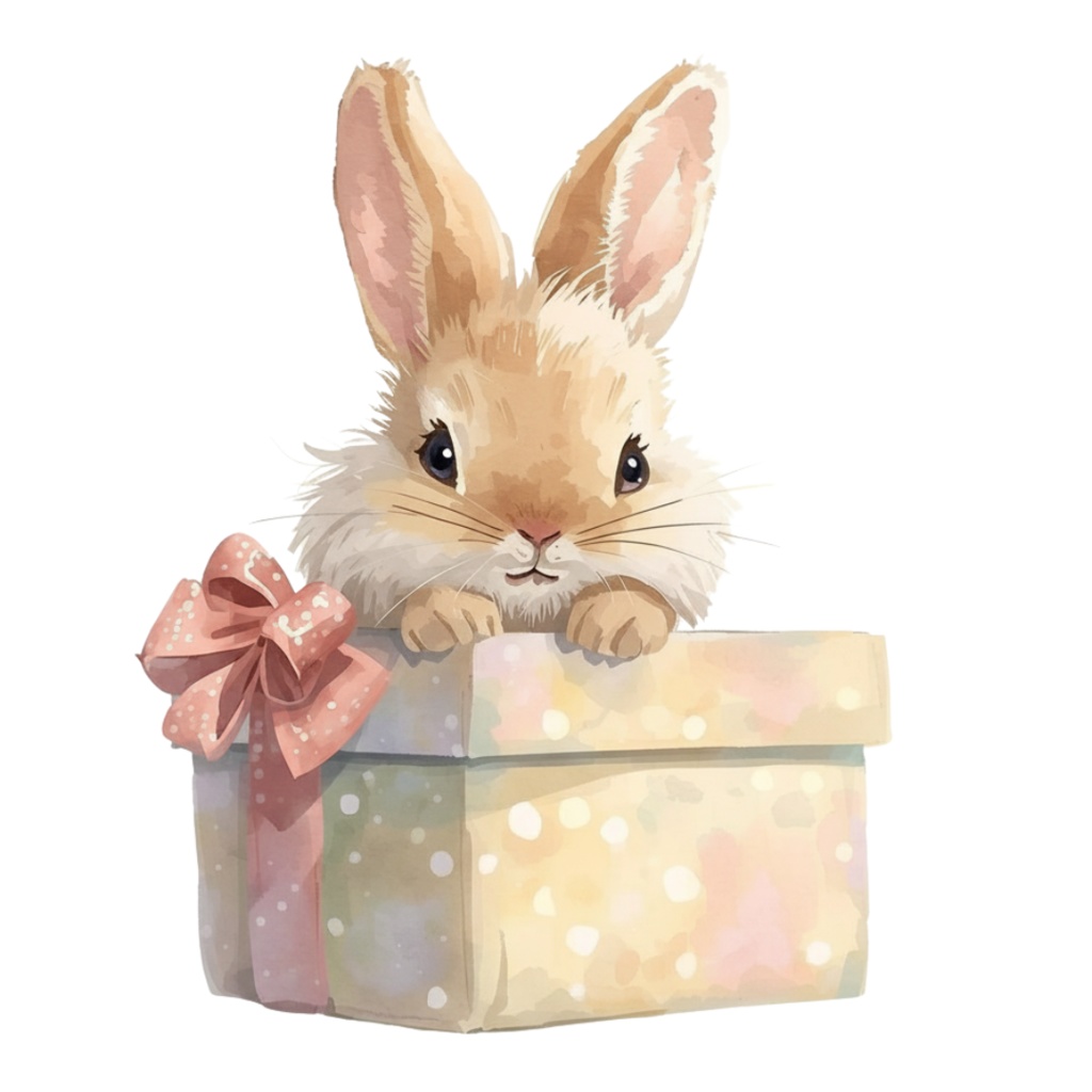 【動物シリーズ】かわいい水彩ウサギのクリップアートセット|透過PNG 24点