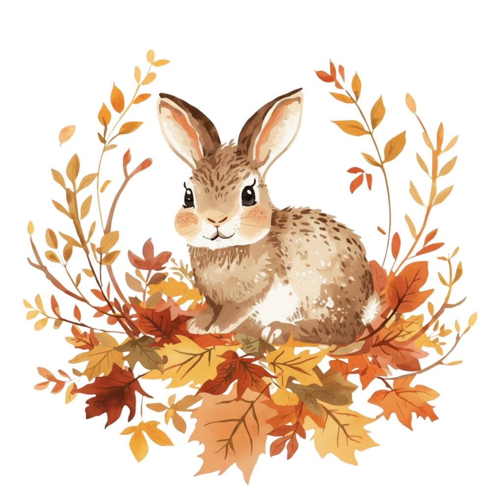 【動物シリーズ】かわいい水彩ウサギのクリップアートセット|透過PNG 24点