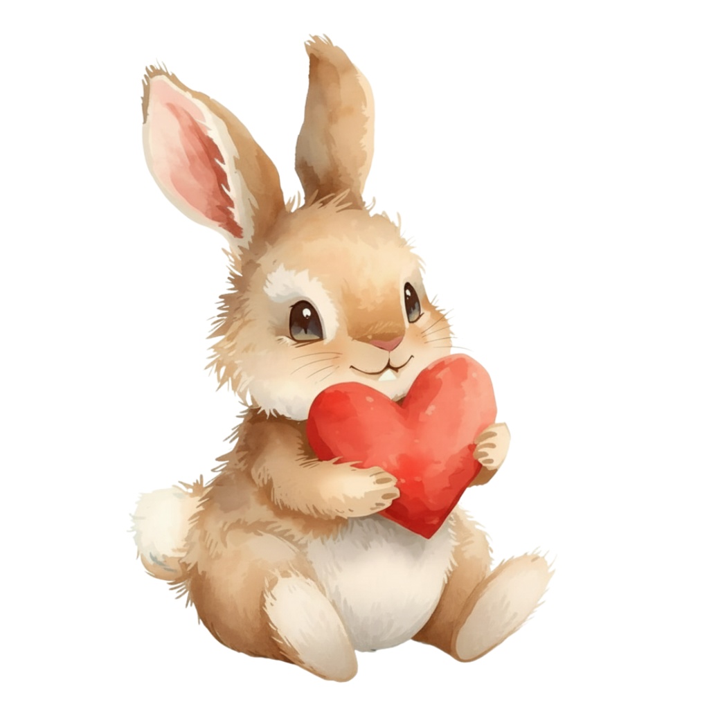 【動物シリーズ】かわいい水彩ウサギのクリップアートセット|透過PNG 24点