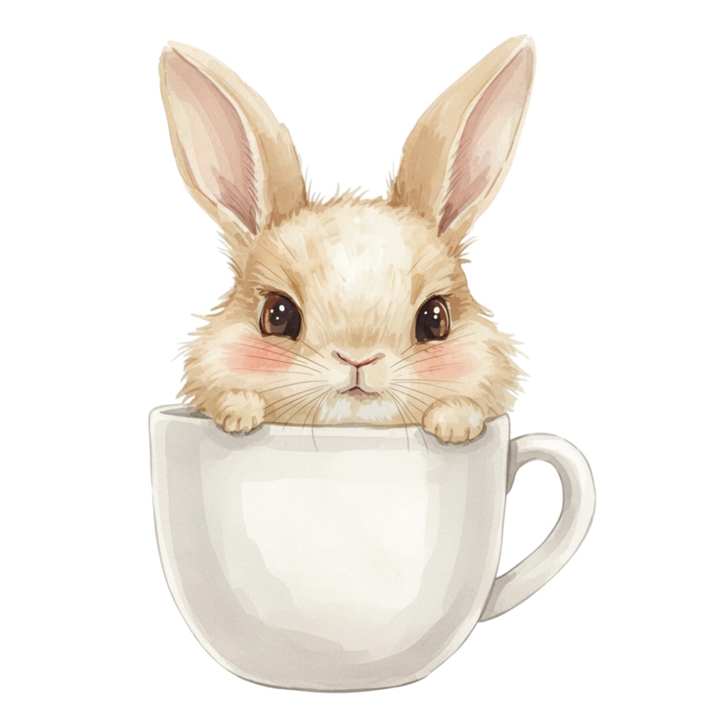 【動物シリーズ】かわいい水彩ウサギのクリップアートセット|透過PNG 24点