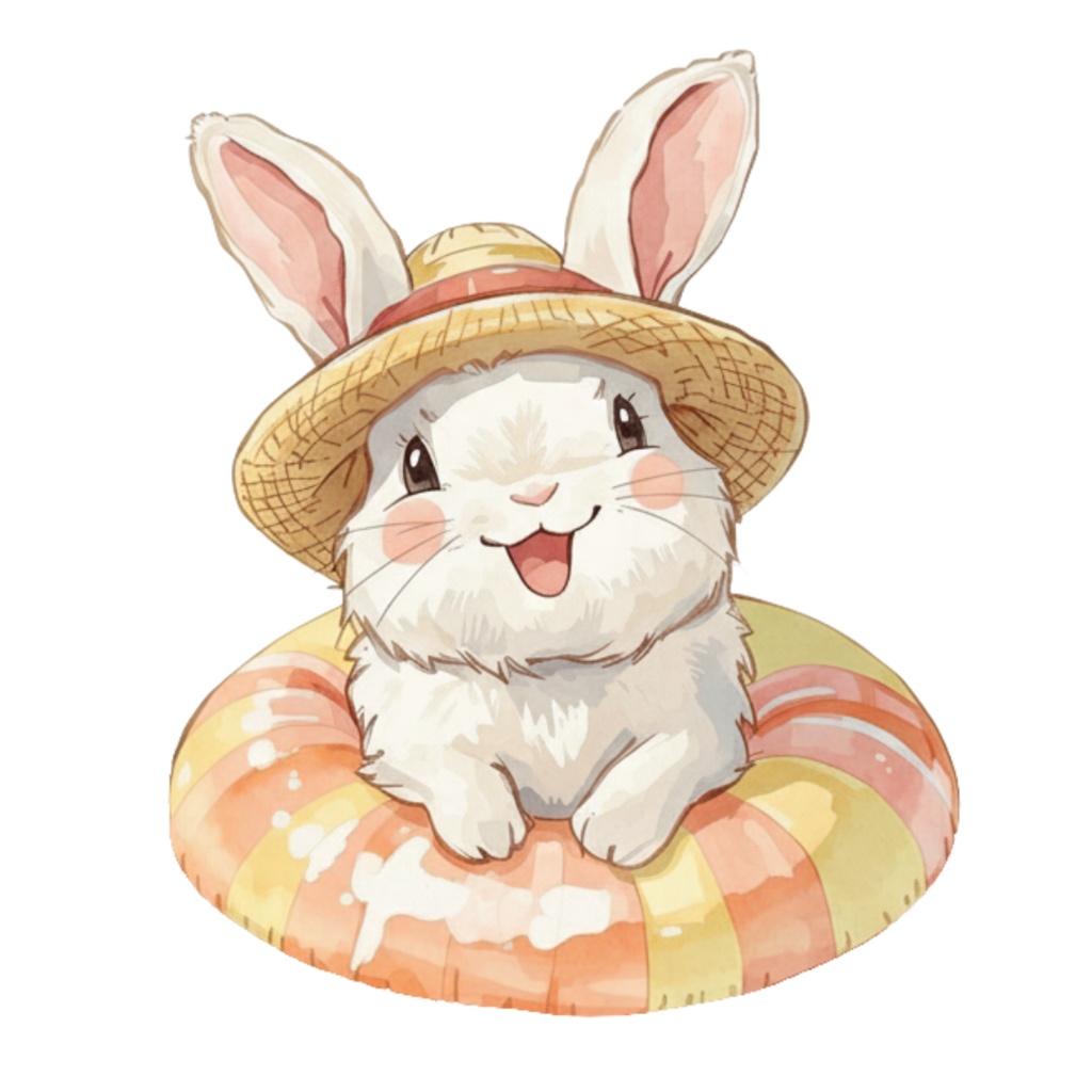 【動物シリーズ】かわいい水彩ウサギのクリップアートセット|透過PNG 24点