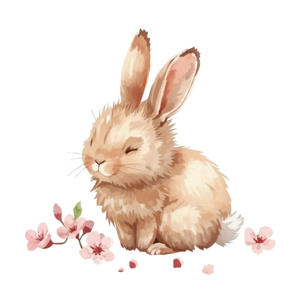 【動物シリーズ】かわいい水彩ウサギのクリップアートセット|透過PNG 24点