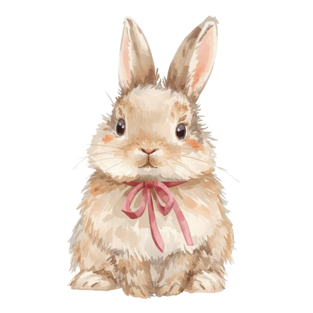 【動物シリーズ】かわいい水彩ウサギのクリップアートセット|透過PNG 24点