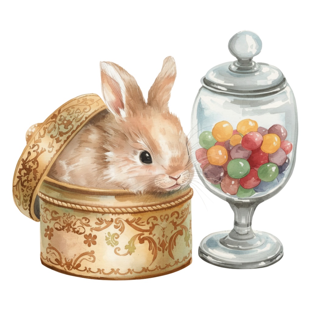 【動物シリーズ】かわいい水彩ウサギのクリップアートセット|透過PNG 24点