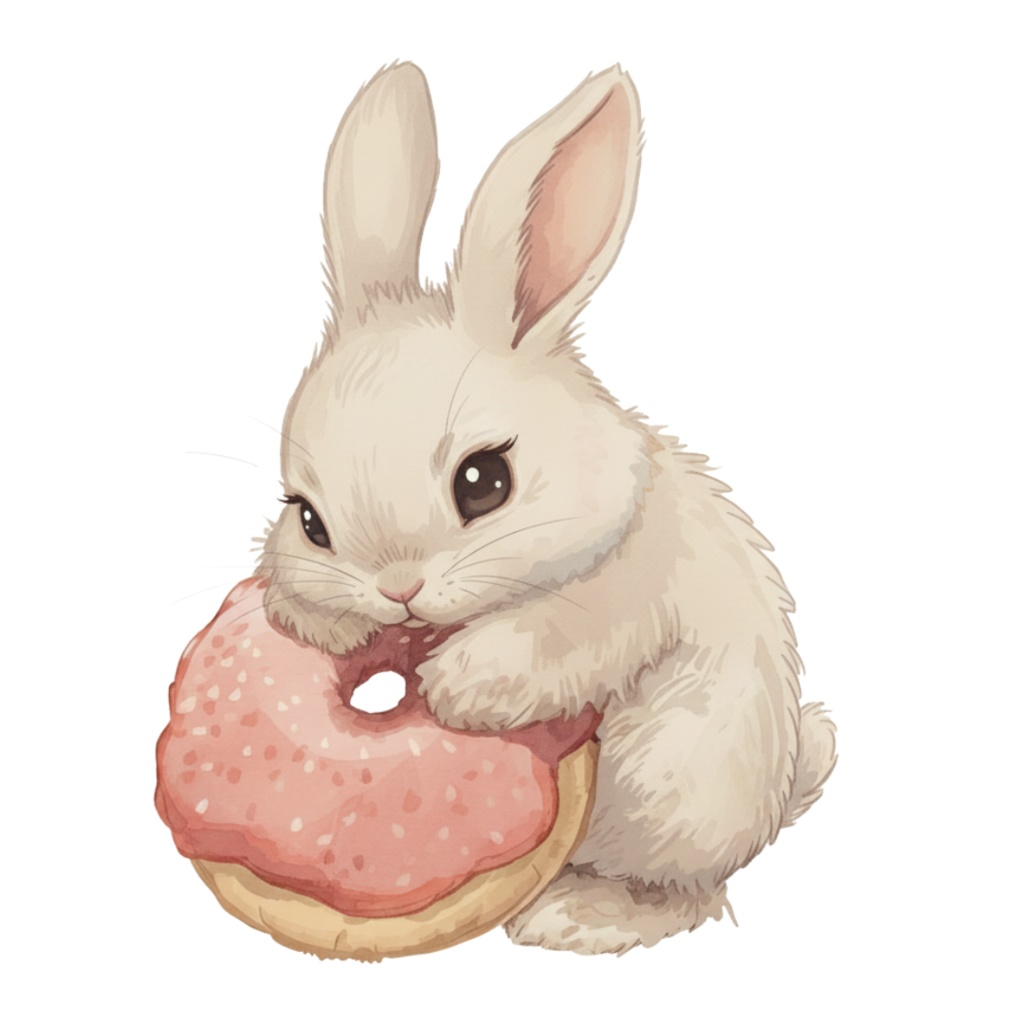 【動物シリーズ】かわいい水彩ウサギのクリップアートセット|透過PNG 24点