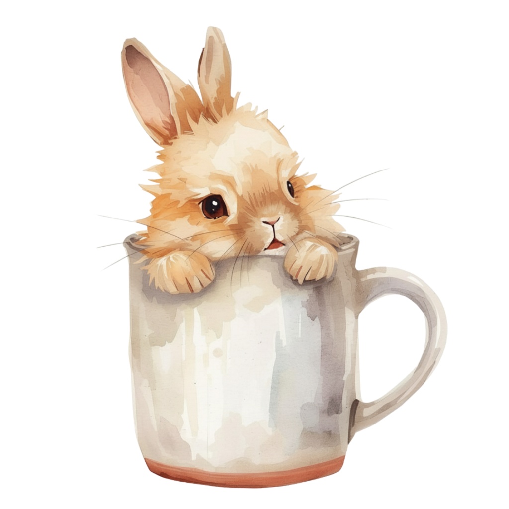 【動物シリーズ】かわいい水彩ウサギのクリップアートセット|透過PNG 24点