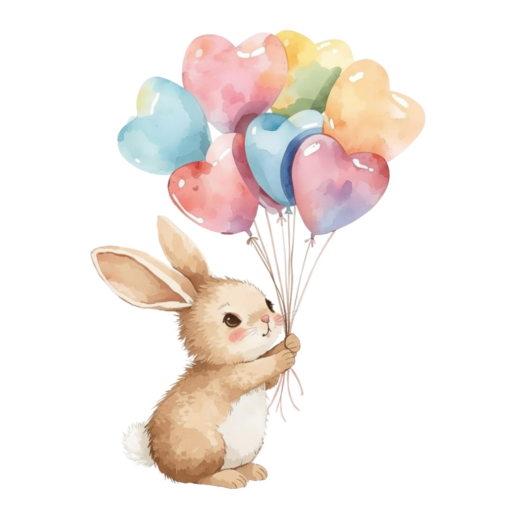 【動物シリーズ】かわいい水彩ウサギのクリップアートセット|透過PNG 24点