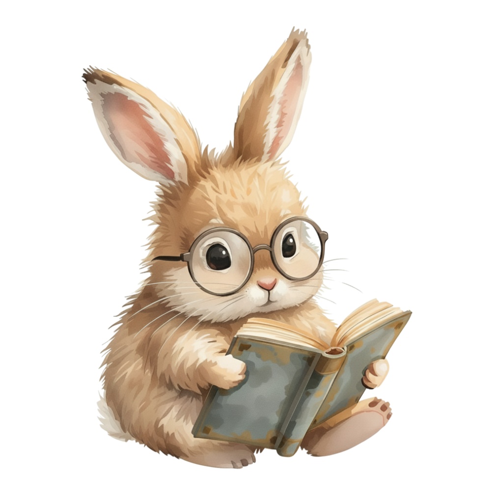 【動物シリーズ】かわいい水彩ウサギのクリップアートセット|透過PNG 24点