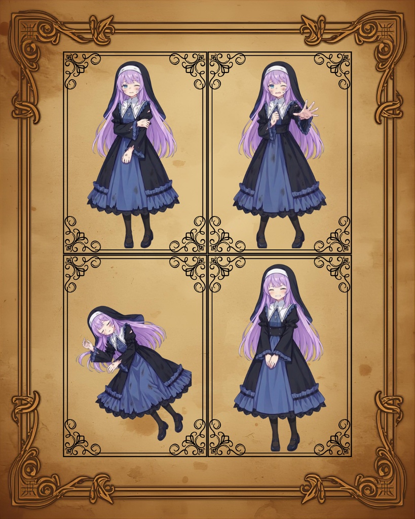 【無料配布】【立ち絵素材】【差分20種】シスター・少女