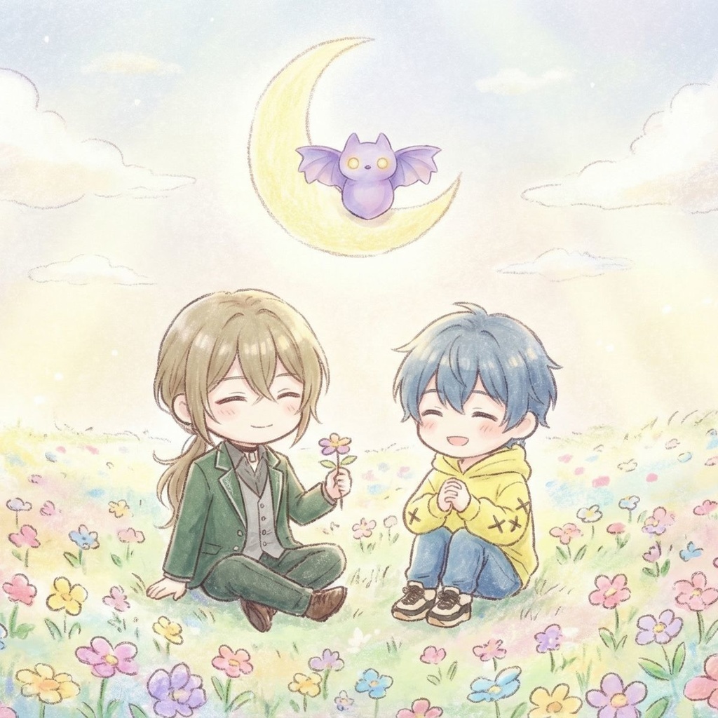 毛糸のこうもりちゃん ― 夕空ローズのグラデーション(1点もの)