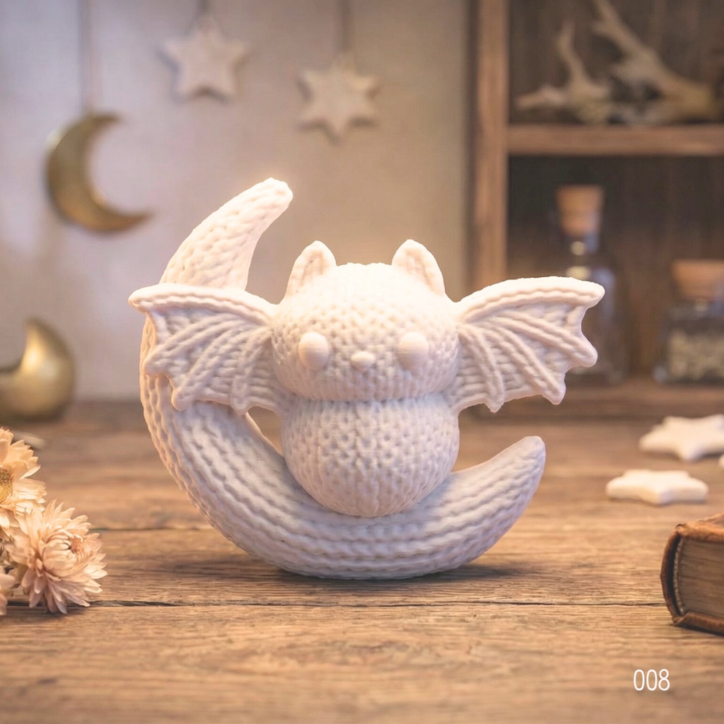 毛糸のこうもりちゃん ― 夕空ローズのグラデーション（1点もの）