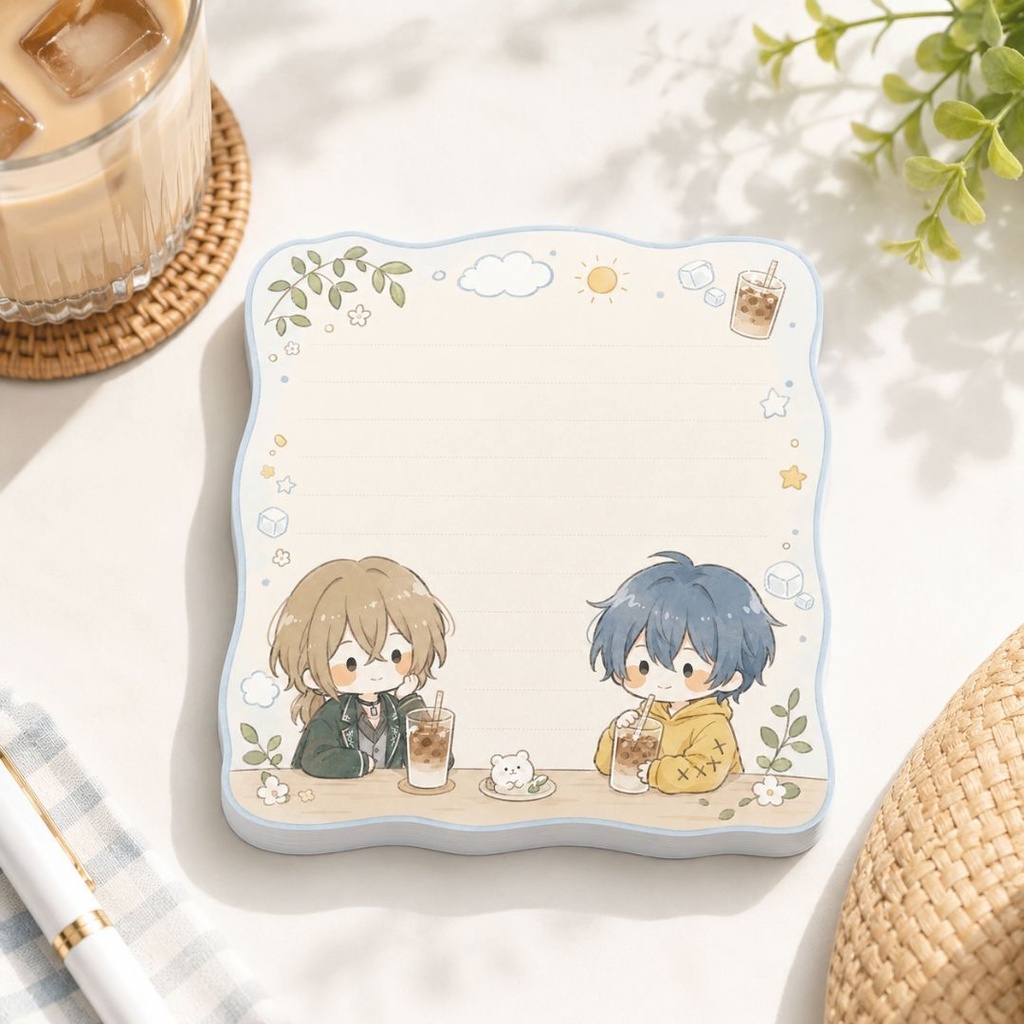 レインとそらとまったり|アイスカフェラテのメモ帳 16枚入り