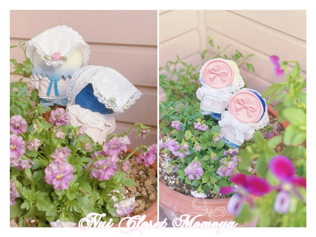 コットンレースとフリルレースのバブーシュカ