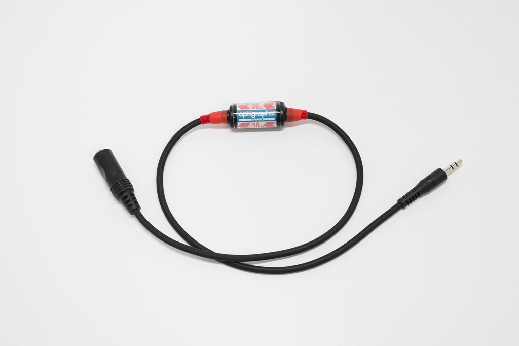 ステレオミニ-30dB PADケーブル【ステレオミニ／メス - オス】