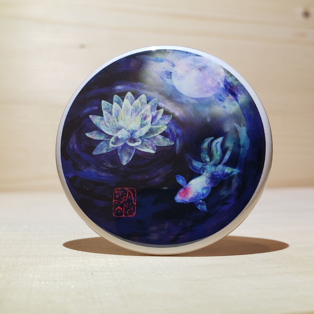 《缶バッチ》月夜に咲く幻の睡蓮