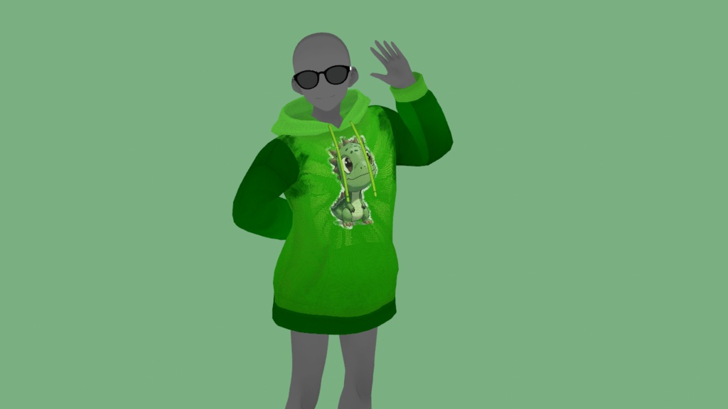 Green Grungy Dino Hoodie