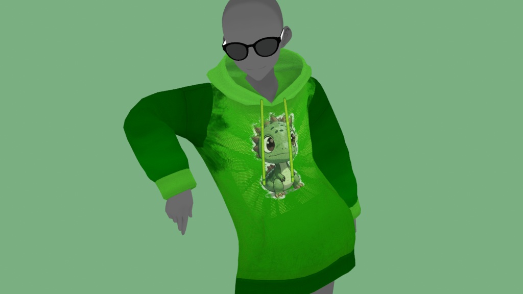 Green Grungy Dino Hoodie